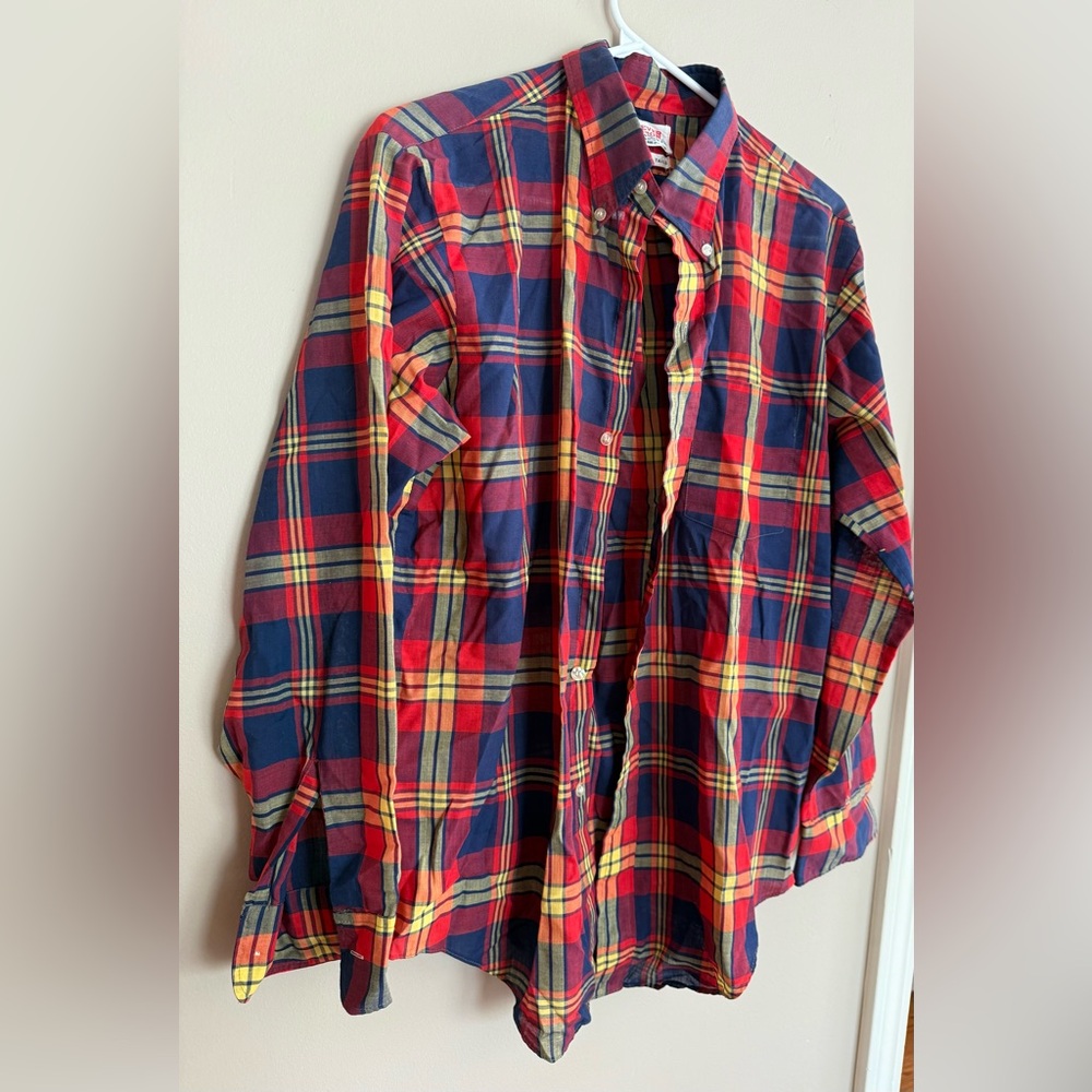 Vintage 70's MMG Plaid Blouse  SIze L
